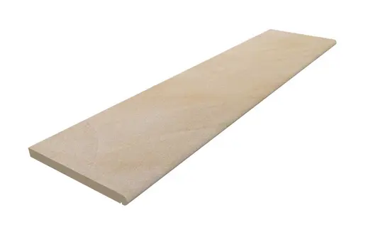 Rendered image of large Harvest Sawn Sandstone Bullnose Step, showing colour, bullnosed edge and drip line.
