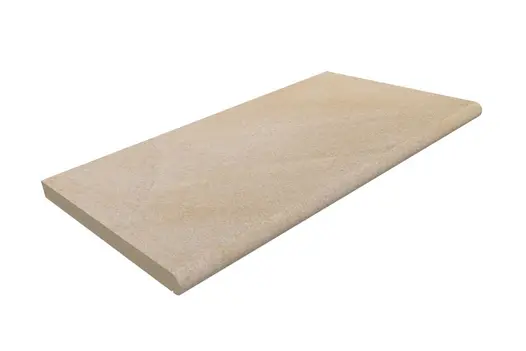 Rendered image of Harvest Sawn Sandstone Bullnose Step, showing colour, bullnosed edge and drip line.