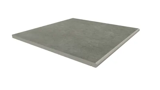 600x600mm Steel Grey porcelain 20mm bullnose step with drip line. Free UK delivery available. Comes  with 10-year guarantee.