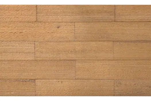 Textured view of Tuscan Gold Sandstone Cladding showing its rich golden tones and uniform grooves.