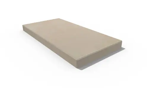 Venetian Beige end coping, with 40mm downstand profile manufactured in-house at our Bespoke Stone Centre, with 10-year guarantee.