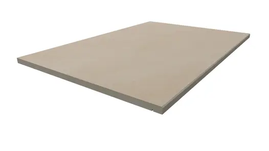 900x600mm Venetian Beige 5mm chamfer step tread, with drip-line, part of London Stone’s budget porcelain paving range.
