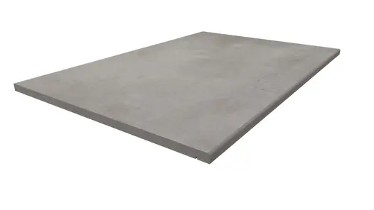 Single 900x600mm Venetian Grey porcelain step with 5mm pencil round edge profile and drip-line, made in-house by London Stone.