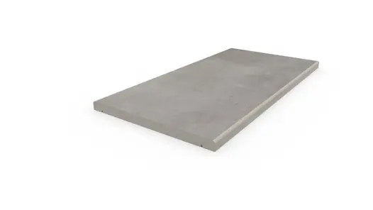 Single Venetian Grey porcelain straight coping stone, with drip-line and 5mm pencil round edge profile applied to the long sides.