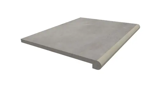 Single Venetian Grey porcelain 40mm bullnose step tread, made by London Stone, measuring 600x500mm, with 10-year guarantee.
