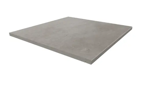Single Venetian Grey porcelain 5mm chamfer step tread, with drip line, measuring 600 X 600mm. Free next-day delivery available.