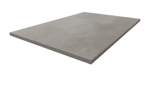 900x600mm Venetian Grey 5mm chamfer step tread, with drip-line, part of London Stone’s budget porcelain paving range.